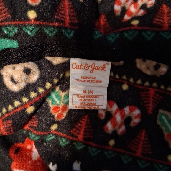 Cat & Jack Kids M(8) Onesie Pajama - Festive Black and Red - Picture 2 of 3